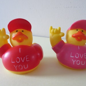 red rubber ducks