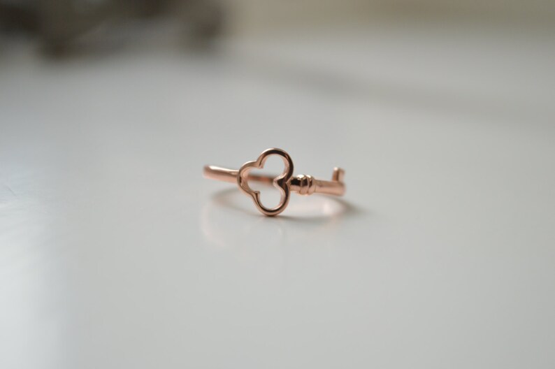 10k Gold Skeleton Key Ring Sideways Key Ring Layered Gold Etsy