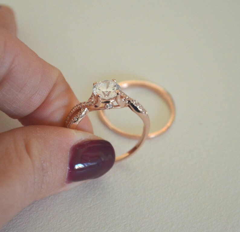 Twist Engagement Ring Setting Rose Gold Twisted Band Etsy