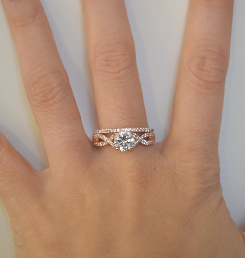 Twist Engagement Ring Setting Rose Gold Twisted Band Etsy
