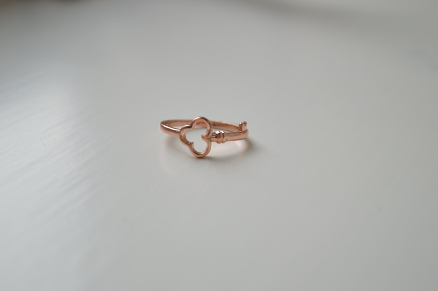 14k Key Ring Gold Skeleton Key Sideways Ring Layered Etsy