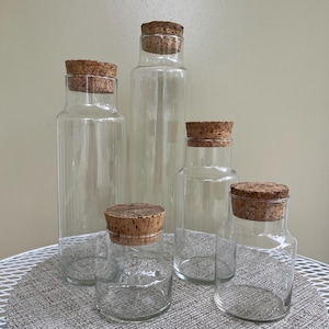 Libbey Glass Creations, In-Keepers. Vintage Glass Apothecary Canister. Storage Jar / Container with Natural Cork Stopper.