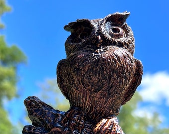 Owl Walking Stick Made From Rustic Spiral Carved Poplar Wood