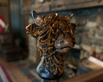 Highland Cow Winestopper:  Handcrafted Resin Wine & Liquor Bottle Stopper