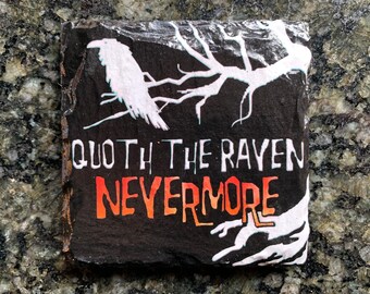Edgar Allan Poe's "The Raven" Slate Coaster (4"x4")