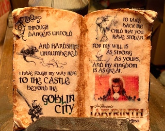Labyrinth Storybook Display: Jim Henson Resin Art on Salvaged Wood