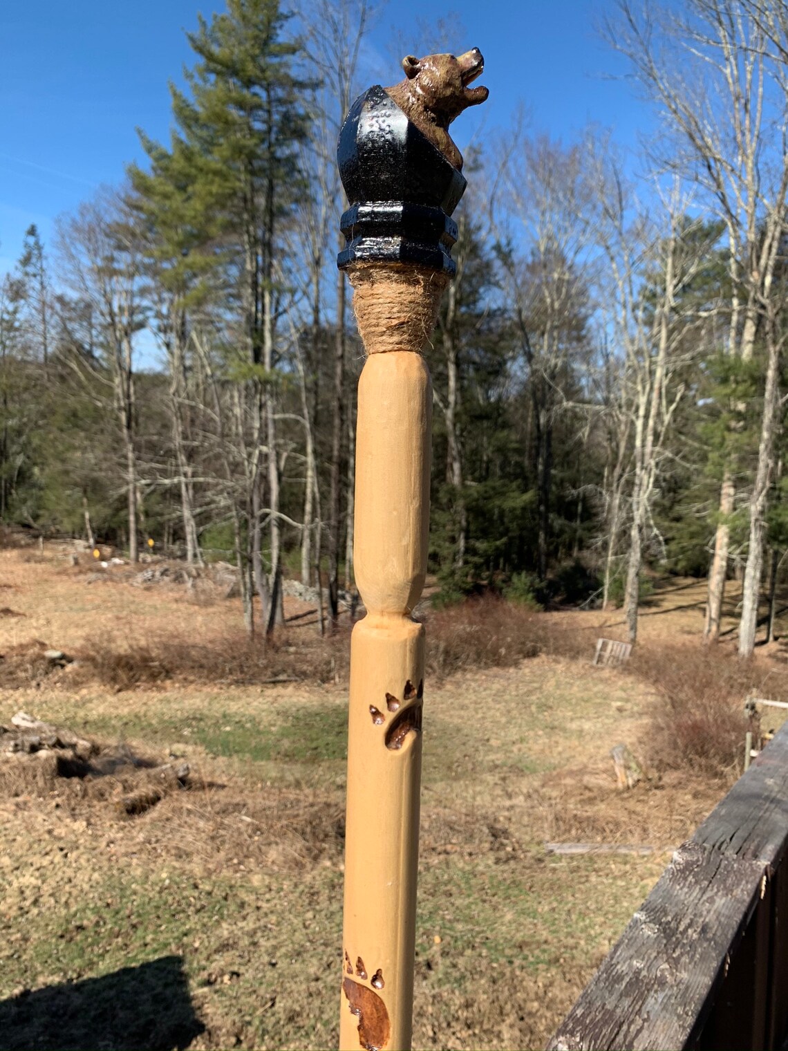 Grizzly Bear Walking Stick Made From Poplar Wood Featuring Etsy