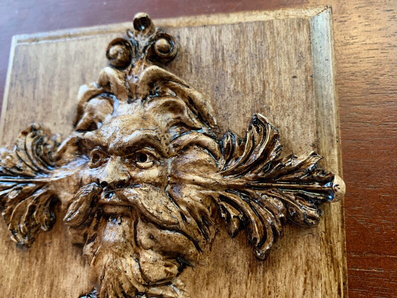 Green Man Face Wall Hanging Plaque Whimsical Home or Garden Decor Green Man Face Wall Hanging Plaque Whimsical Home or Garden Decor