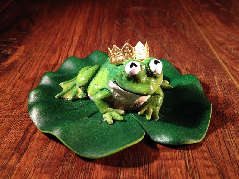 Frog Prince Fairy Garden or Pond Miniature Sculpture With A Etsy