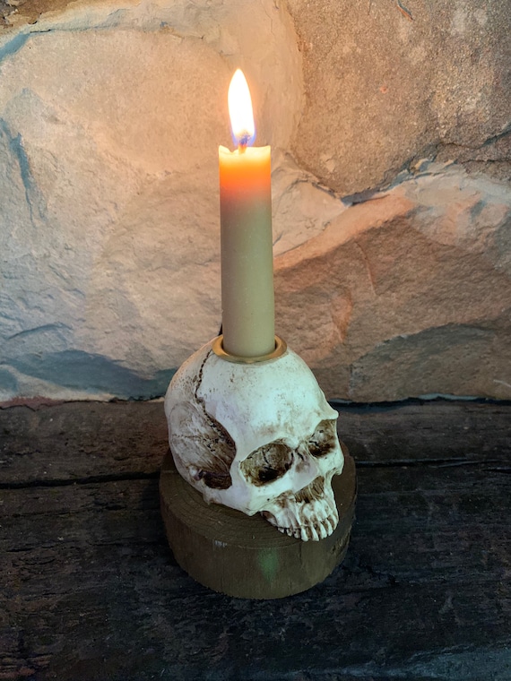 Skull Candle Holder Halloween Skull Decor Vintage Skeleton Candlestick  Holders Crafts for Party Home Decoration 