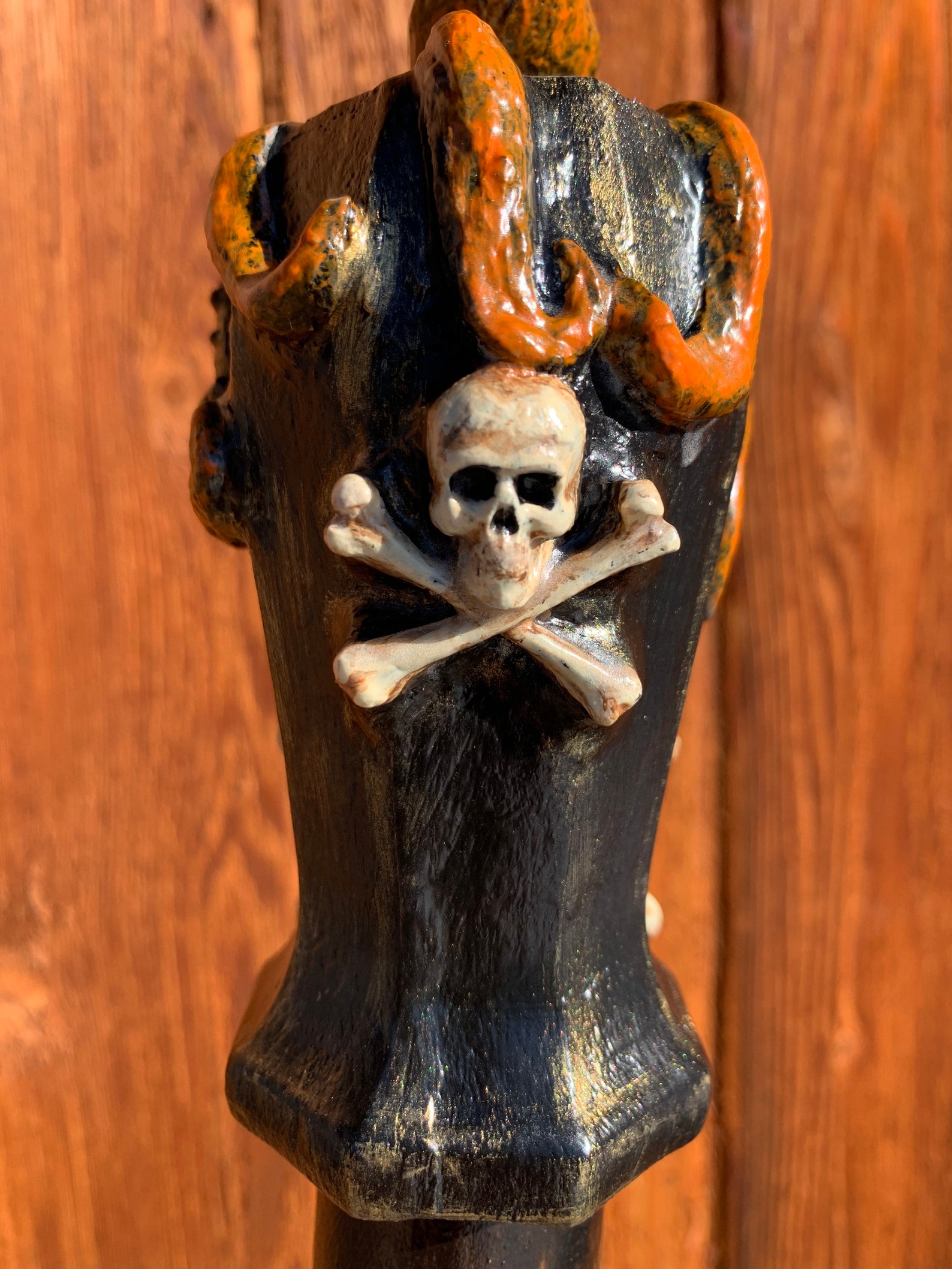 Kraken Topped Skull and Crossbones Hand Carved Spiral Walking | Etsy