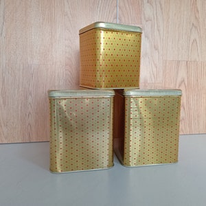 Blechdosen / 3er-Set / goldene Sterne Sternchen / Vintage-Dosen-Set / Küchenaufbewahrung / Retro-Küche / Retro-Dosen / Keksdosen / NOS UdSSR