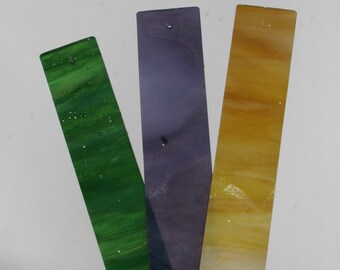 DIY 3 Piece Wind Chime Stained Glass Set - Green / Purple / Amber - #2070