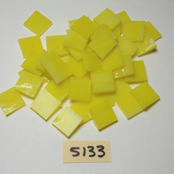 50 pc - 1/2" x 1/2" Square Stained Glass Mosaic Tiles – Yellow - #5133