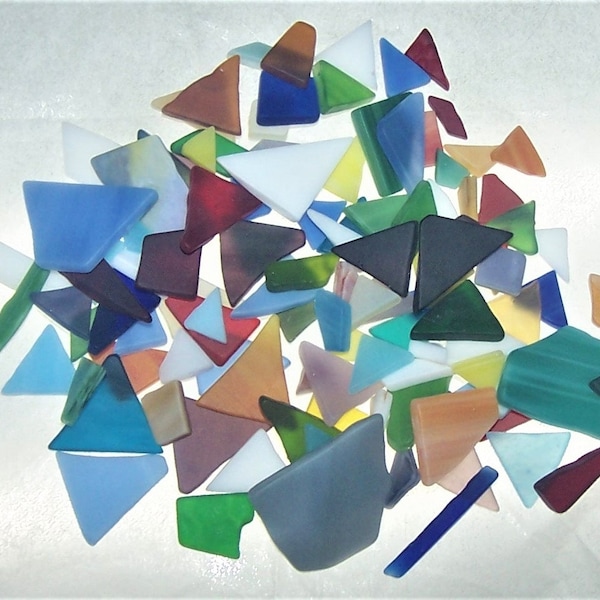 Cultured Sea Glass - Tumbled Transparent and Opaque Stained Glass - Mixed Colors, Sizes and Shapes - 3 oz - 5010