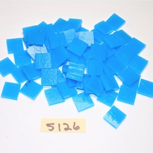 65 pc - 1/2&quot; x 1/2&quot; Square Stained Glass Mosaic Tiles – Solid Turquoise Blue - #5126