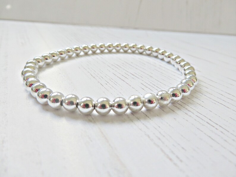 Sterling silver stretch bead bracelet 925 silver bracelet Etsy