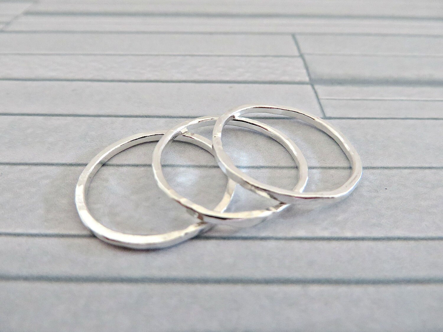 Silver stacking rings Fine silver skinny rings Fine silver Etsy