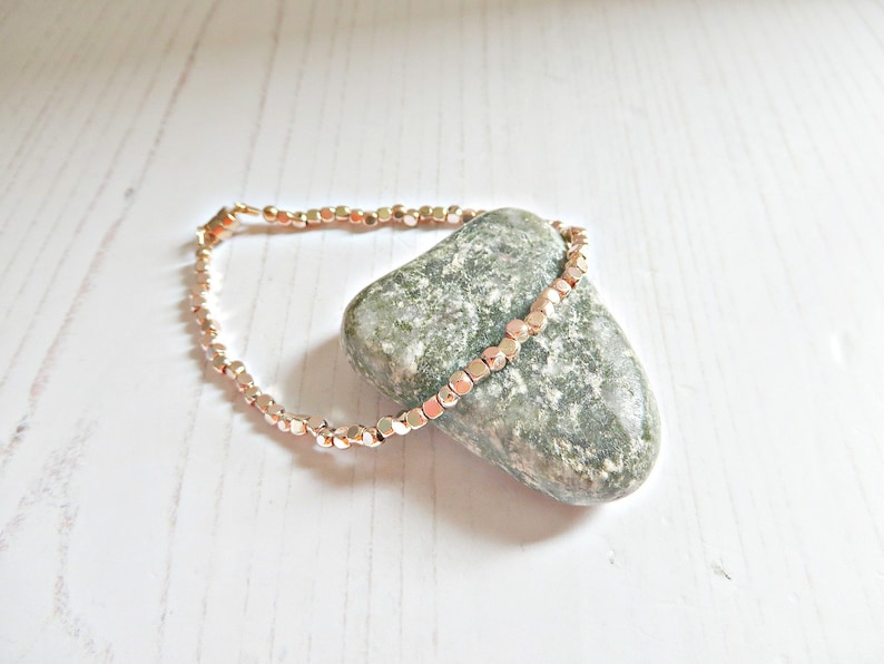 Pink gold bracelet Girls rose gold bead bracelet Rose gold jewellery Tiny beads Rose gold bracelet Skinny bracelet Simple bracelet