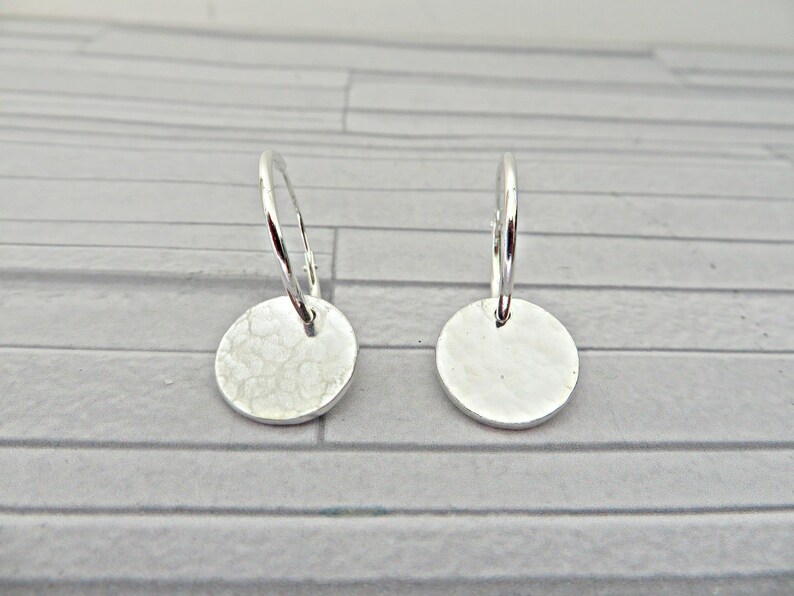 Silver Disc Earrings Fine Silver Earrings Hammered Earrings Etsy UK