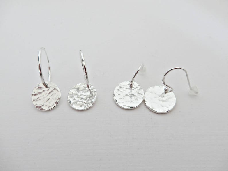 Silver Disc Earrings Fine Silver Earrings Hammered Earrings Etsy UK