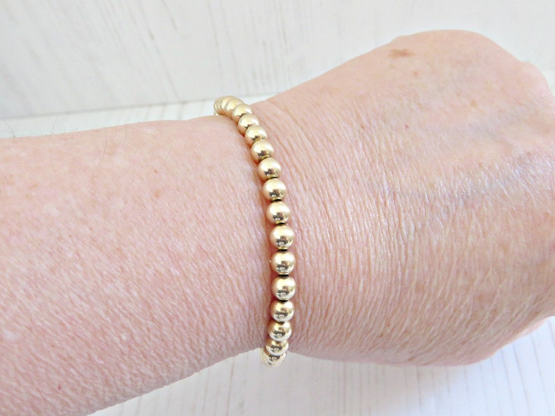 Gold Bead Stretch Bracelet 14k Gold Filled Bead Bracelet Etsy