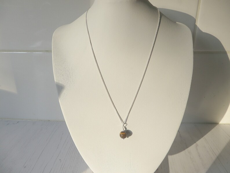 Tigers Eye pendant on silver chain Tigers Eye necklace 8mm Etsy