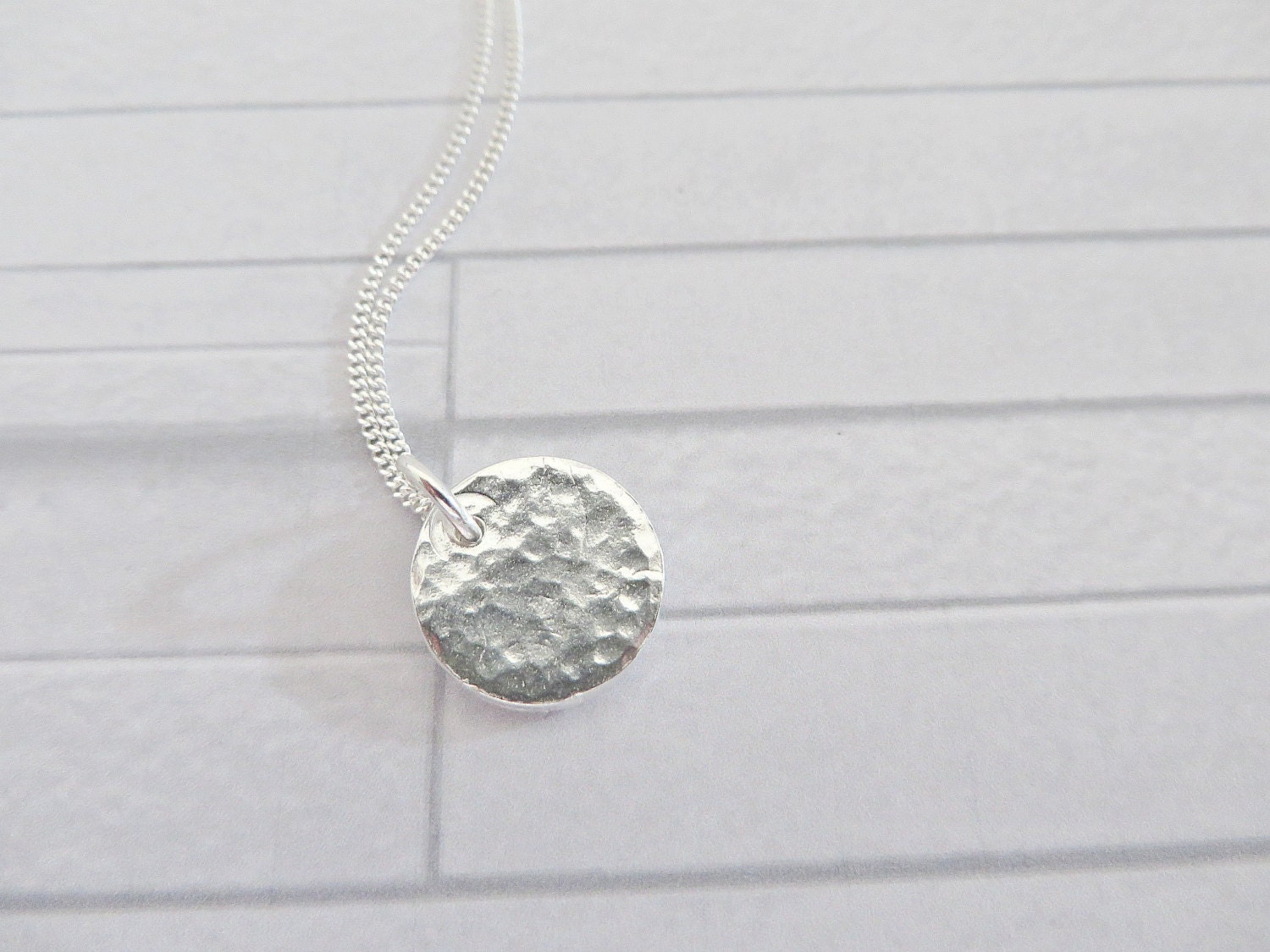 Silver Disc Pendant Fine Silver Pendant Hammered Disc Etsy UK