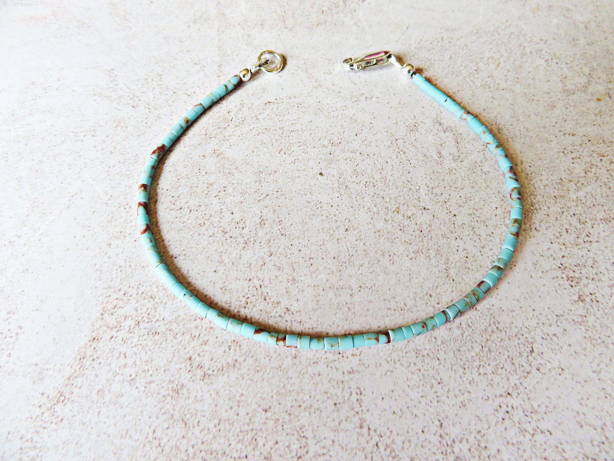 Turquoise Heishi Bead Bracelet Tiny Gemstone Bracelet - Etsy UK