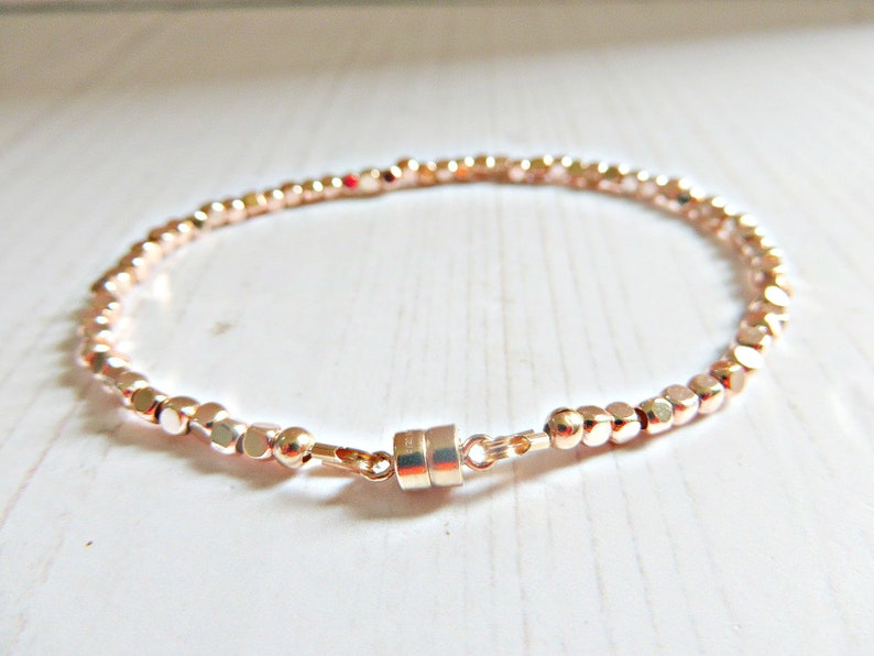 Pink gold bracelet Girls rose gold bead bracelet Rose gold jewellery Tiny beads Rose gold bracelet Skinny bracelet Simple bracelet