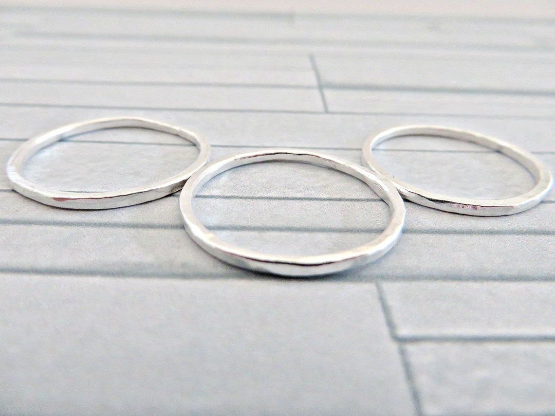 Silver stacking rings Fine silver skinny rings Fine silver Etsy