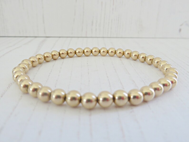 Gold Bead Stretch Bracelet 14k Gold Filled Bead Bracelet Etsy