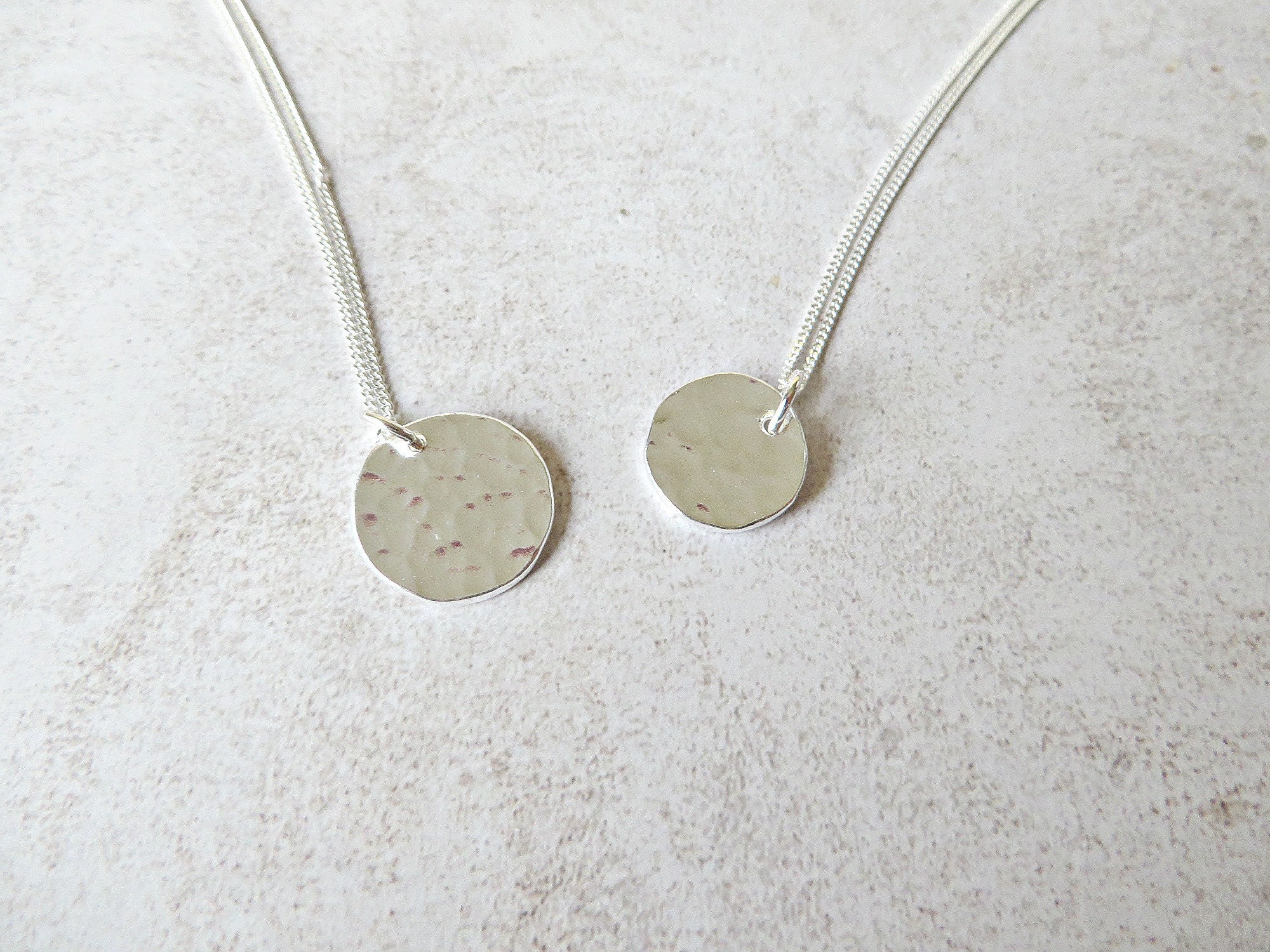 Silver Disc Pendant Fine Silver Pendant Hammered Disc Etsy UK