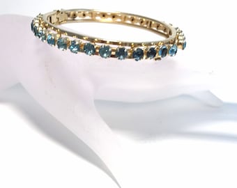 14K Yellow Gold Bracelet With Fancy Cut Faceted Smoky Topaz Gemstones 8 Inches