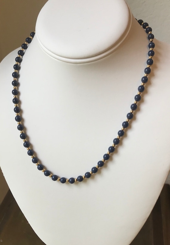 Vintage Dainty Classic MONET Necklace Blue Faux Lapis Lazuli | Etsy
