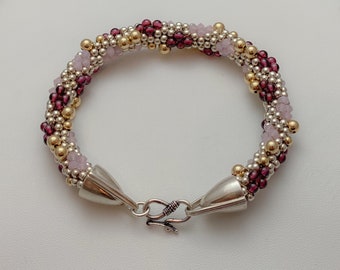 Granat und Swarovski Kristall Häkelarmband