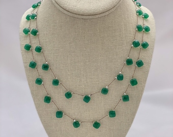 Grüne Chrysopras Doppel Halskette