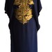 Navy handmade Moroccan cotton kaftan for women Maxi Kaftan dress with gold embroidery , one size dress fast shipping US seller