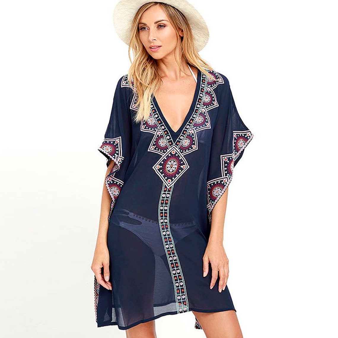 sheer kaftan dress