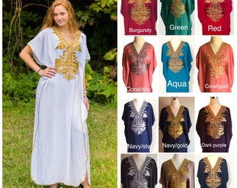 20+ Colors to choose from Moroccan kaftan Embroidery Batwing Maxi Dress , Dubai Sexy Arabian Abaya Boho one size Caftan fits from XS to 2XL