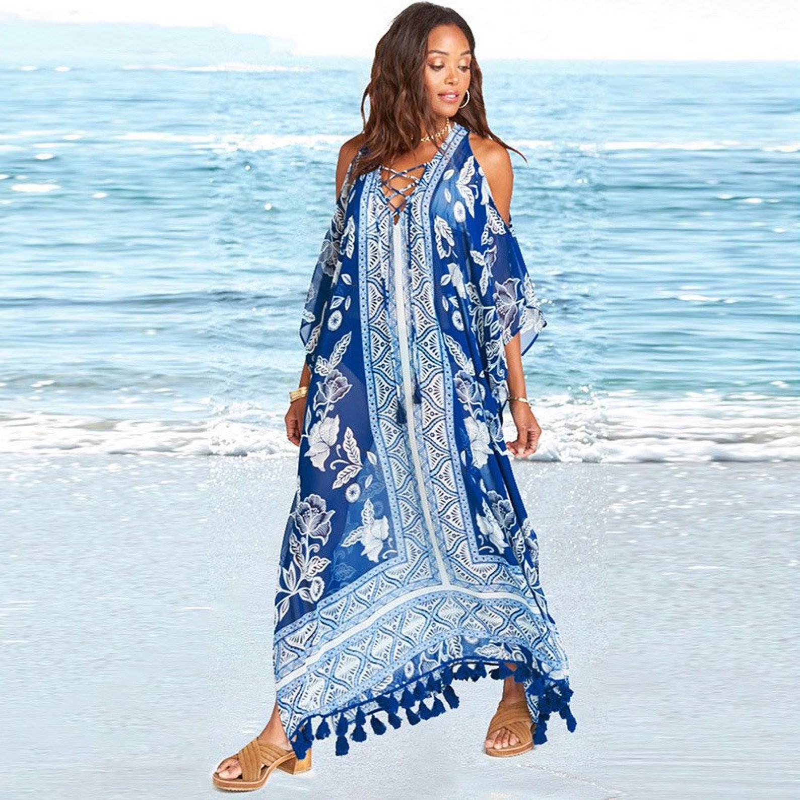 sheer kaftan dress
