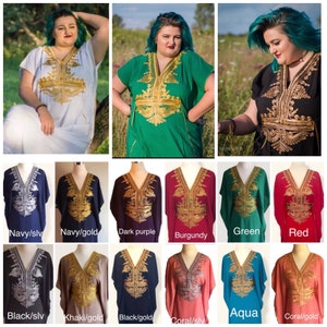 Plus size Moroccan kaftan Embroidery Batwing Maxi Dress , Dubai Sexy Arabian Abaya Boho one size Caftan fits 1X and 2X