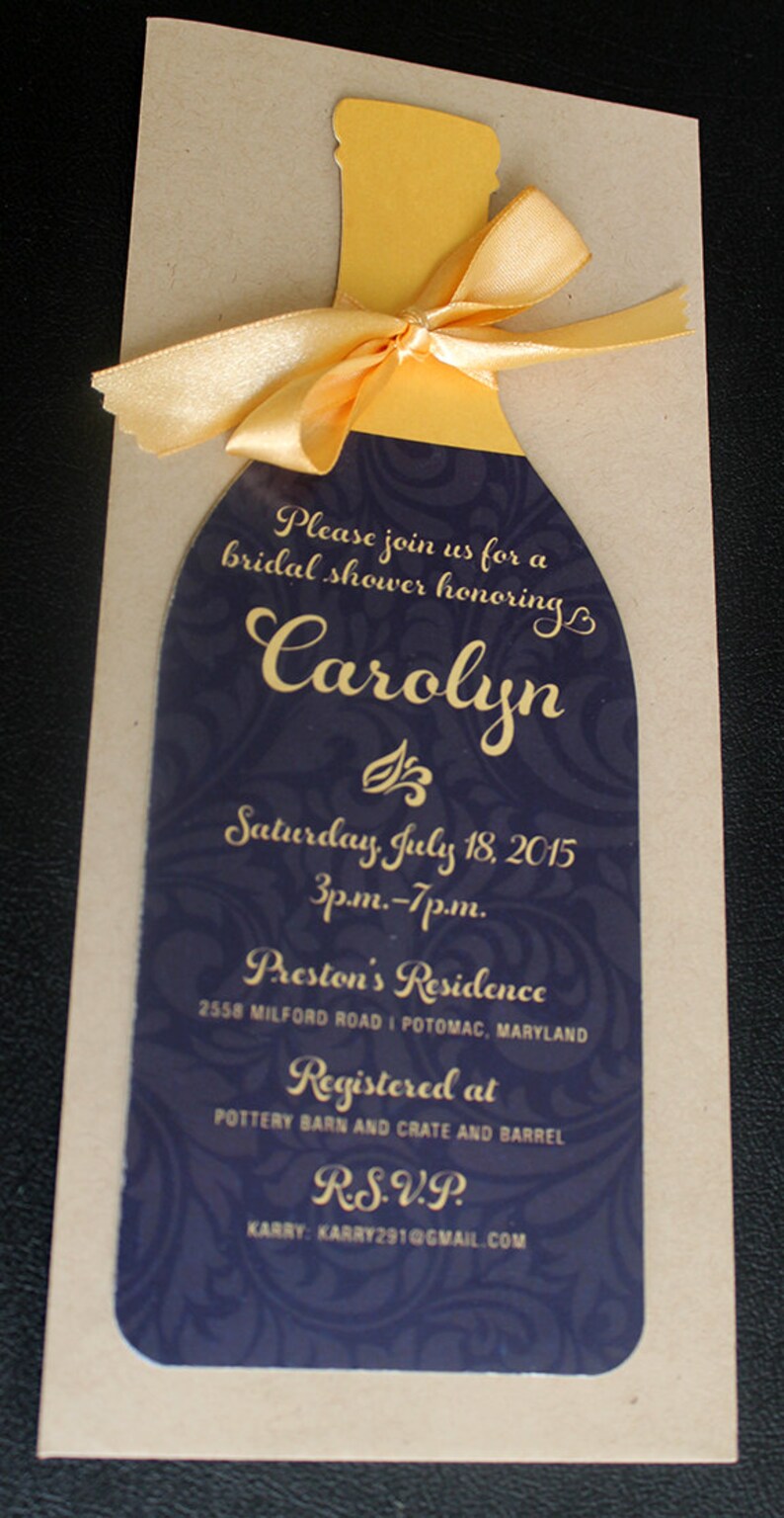 Wine Bottle Invitation Die Cut Wine Bottle Invitation Wine Etsy