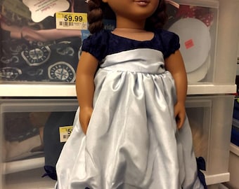 Blue princess Gown for the American Girl or other 18" Doll
