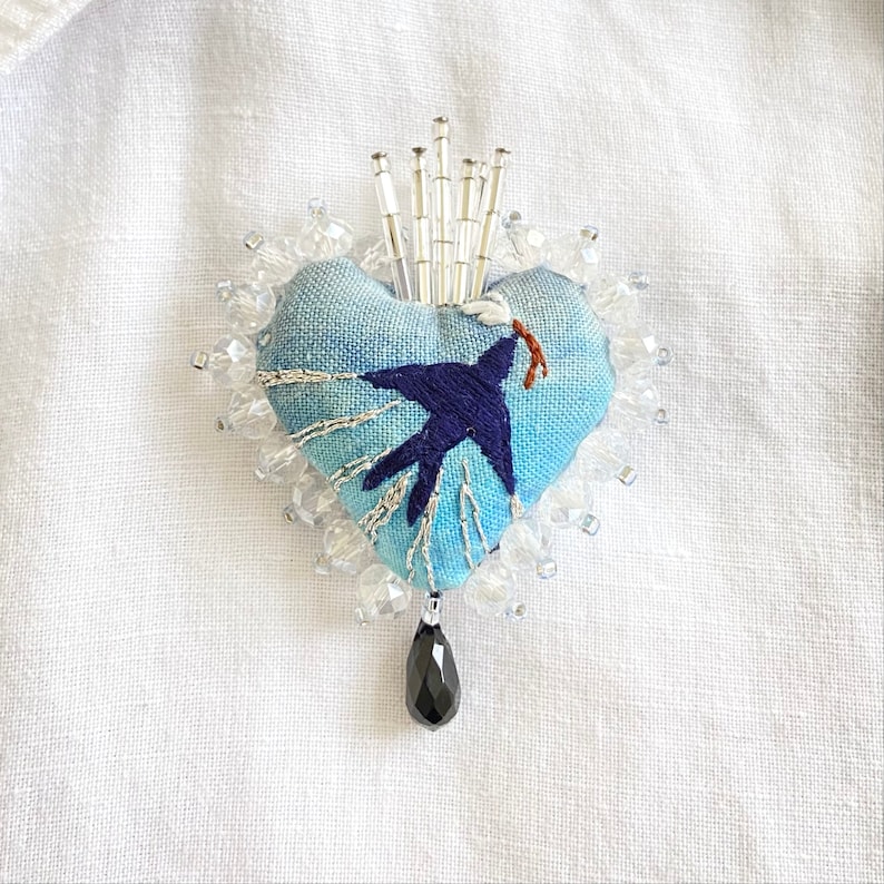 Textile sacred heart jewelry exvoto