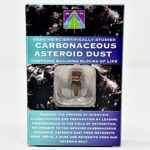 Poeira de meteorito condrito carbonáceo - poeira semelhante à do asteroide Bennu! - Certificado de autenticidade incluído