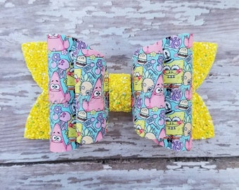 4 inch Sponge Bob bow READY TO SHIP