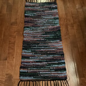 Handwoven 19x40 Inch Cotton Sock Looper Rug. Upcycled Rug. Woven in the ...