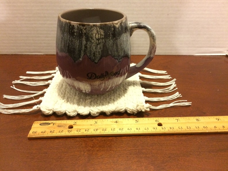 coasters Four Hand Woven Upcycled Cotton Mug Rugs woven by the seller in USA