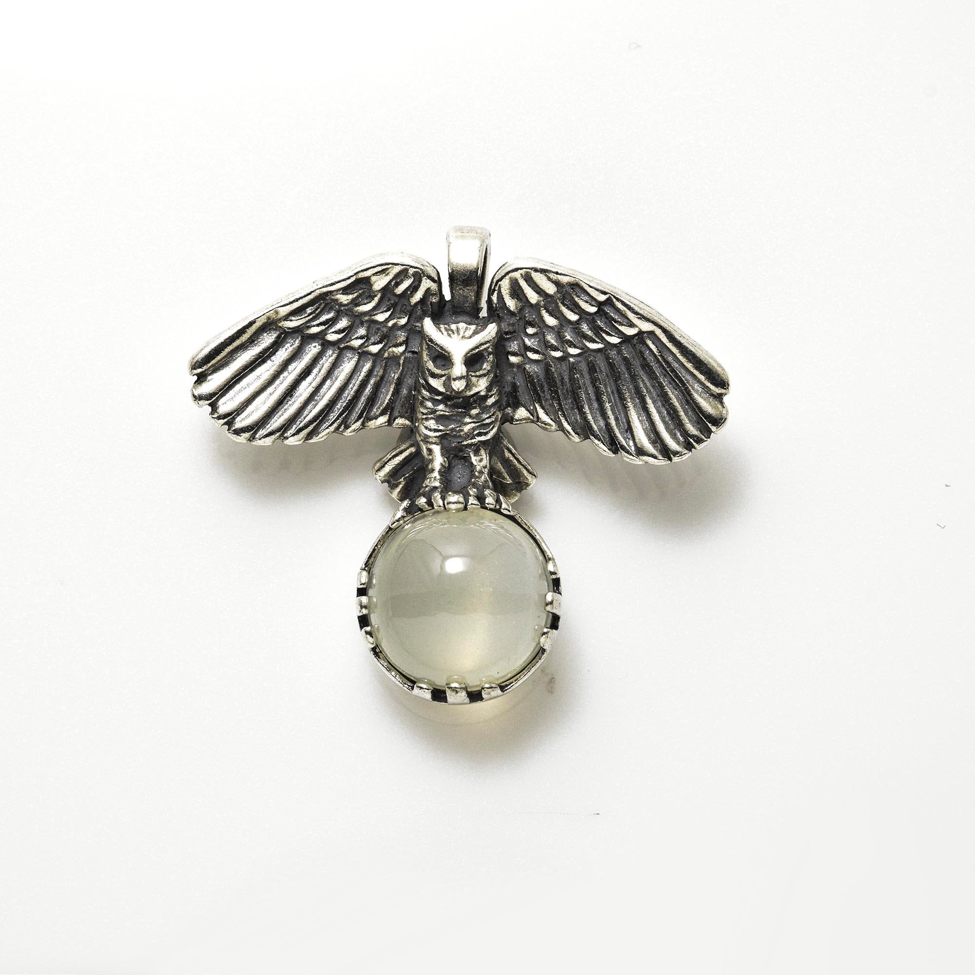 Great Horned Owl Pendant in Sterling Silver